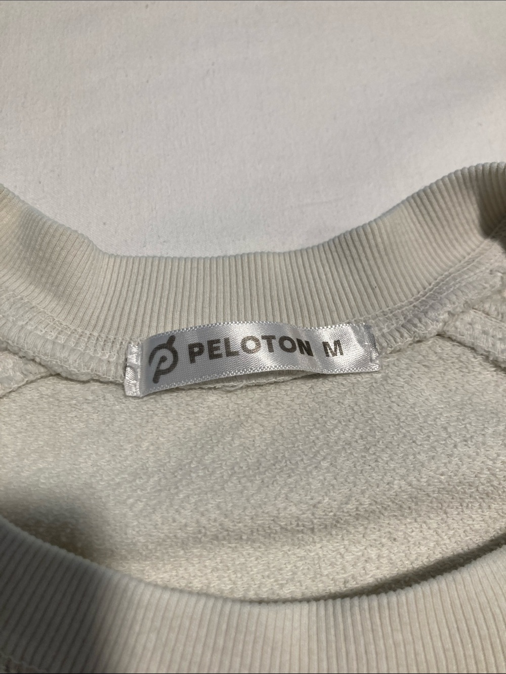Peloton Cream Crewneck Sweatshirt with Yellow Sleeve Logo - Picture 4 of 9
